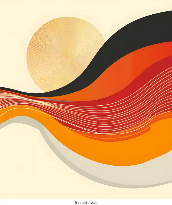 Abstract Orange Yellow Red And Black Waves Design