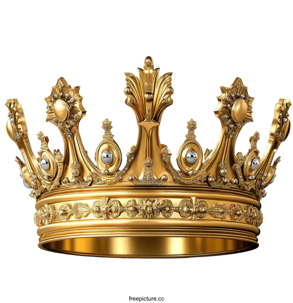 [Transparent Background PNG]Golden Royal Crown of Grandeur