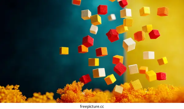 Colorful Cubes in Mid-Air Abstract Design
