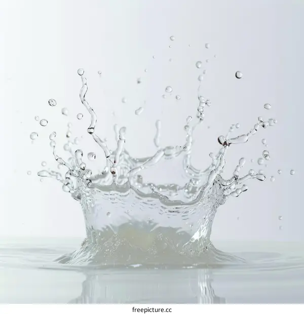 Transparent water splash with a white background