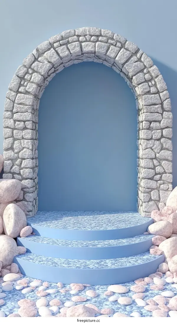 Pastel Archway with Steps and Stones