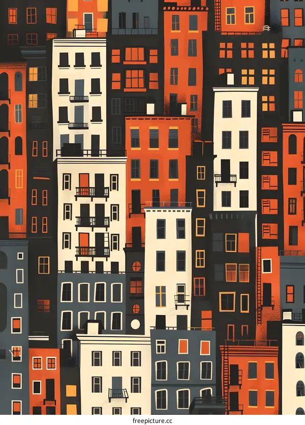 Colorful Buildings Illustration Pattern