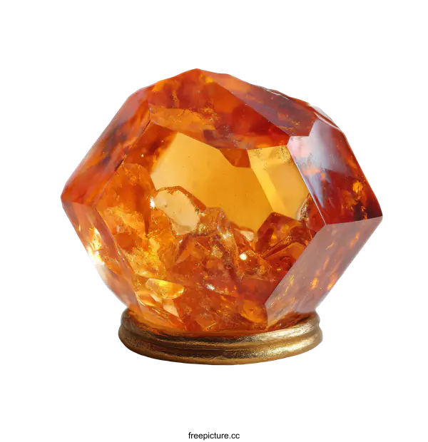 [Transparent Background PNG]Orange Crystal Gemstone with Facets