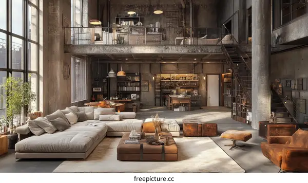 Industrial Loft Living Room Design Interior
