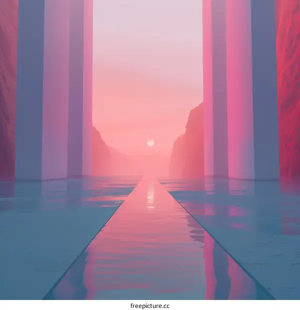 Abstract Waterway at Sunset