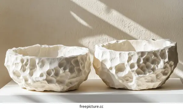 Two Modern Ceramic Bowls with Unique Texture