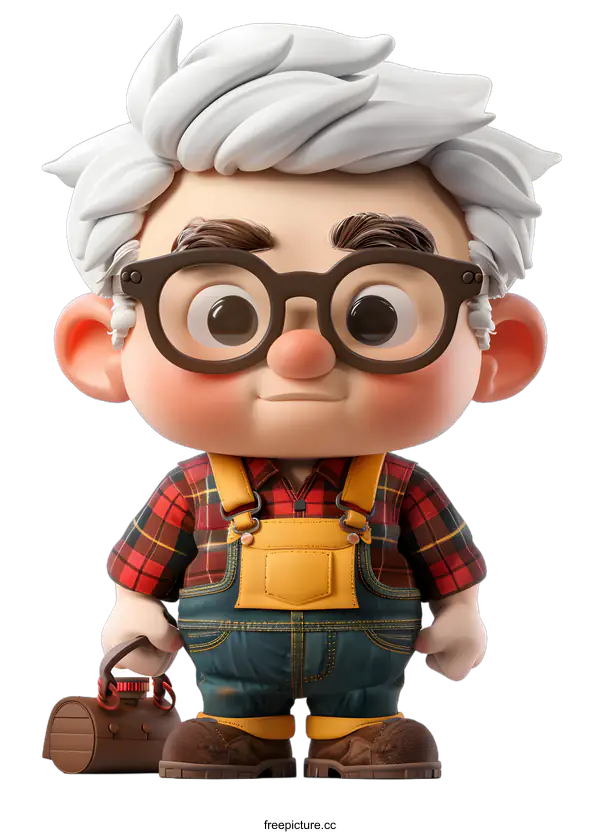 [Transparent Background PNG]3D rendering of a cartoon old man