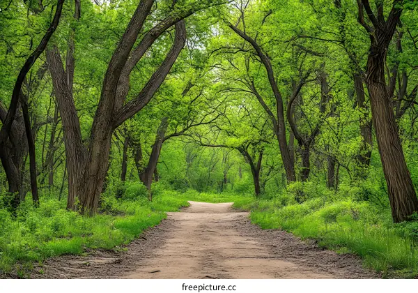 Green Forest Path in Springtime