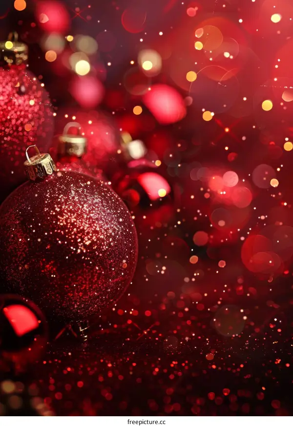 Festive Christmas Ornaments on a Vibrant Red Backdrop