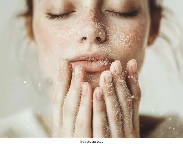 Closeup Woman Face Skin Care Treatment