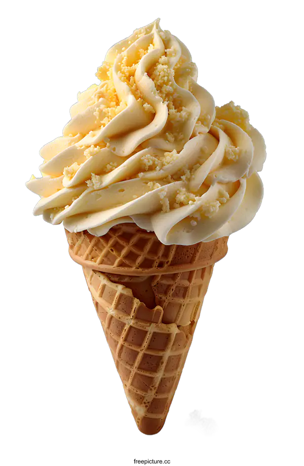 [Transparent Background PNG]A close-up image of a vanilla soft serve ice cream cone