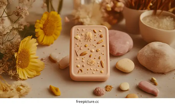 Abstract Floral Artwork With Dried Flowers On The Table