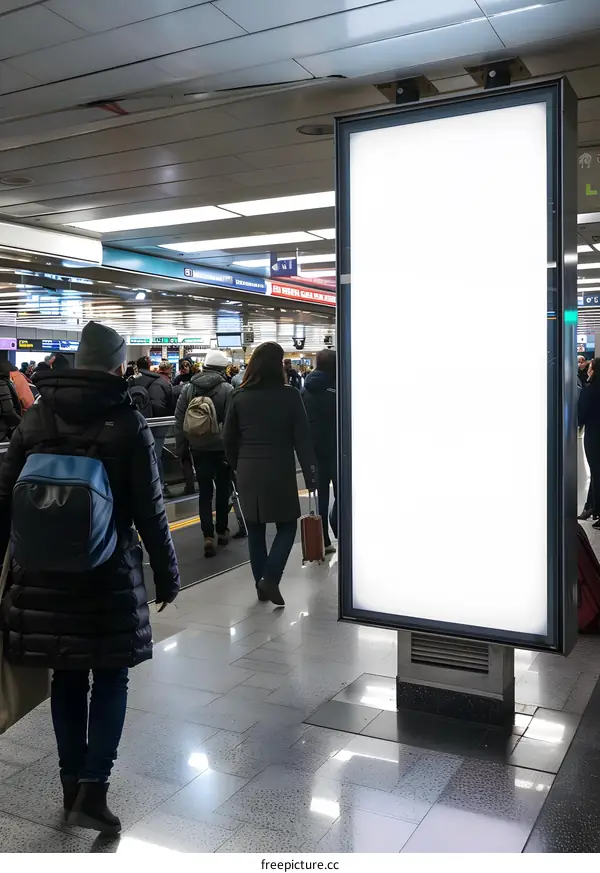 Blank Advertisement Poster in Airport Terminal