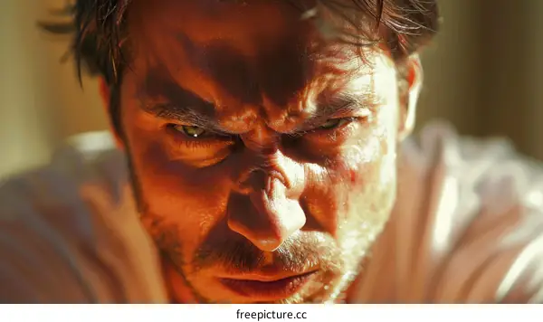 Close Up Angry Man Portrait