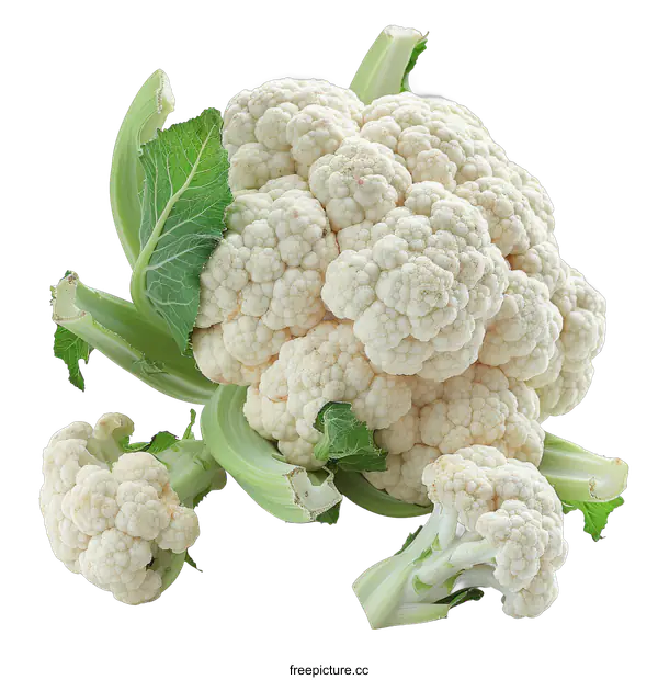[Transparent Background PNG]White cauliflower florets on a black background
