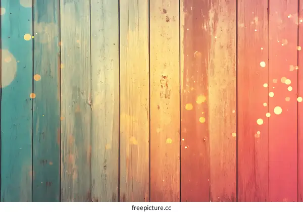 Vintage Wooden Plank Background With Bokeh Lights