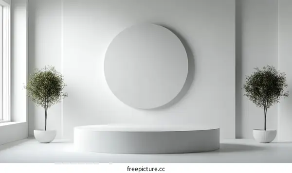 Modern Minimalist Empty Stage with Plants