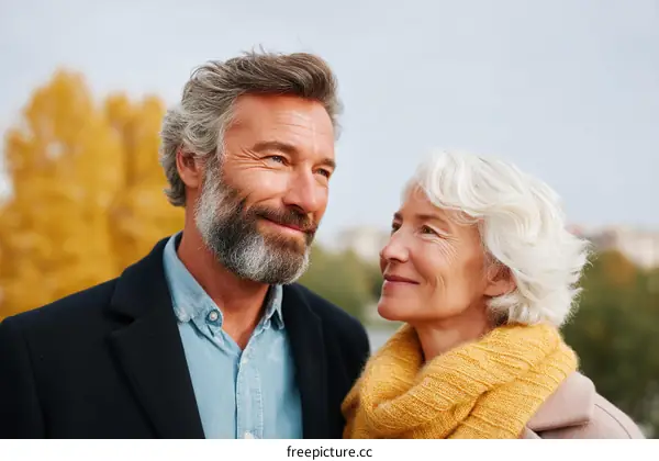 Couples Autumnal Embrace in Autumnal Day