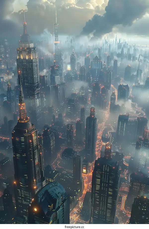 Futuristic Cityscape Aerial View