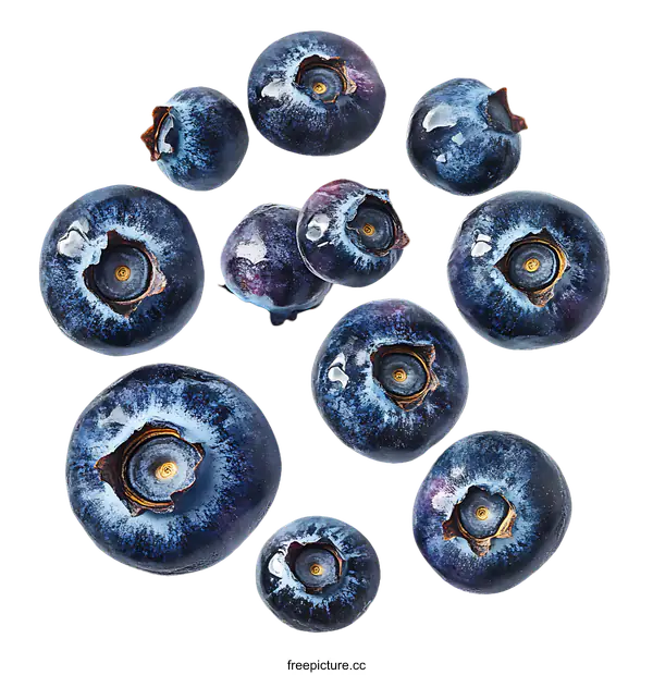 [Transparent Background PNG]Fresh Blueberries Isolated on White Background