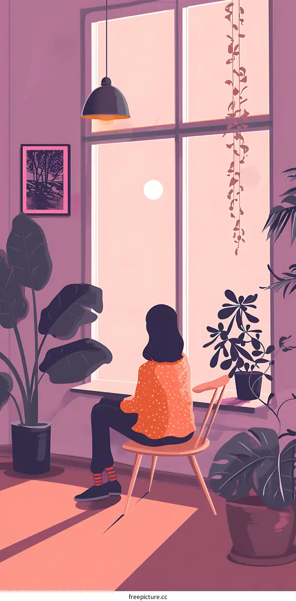 Woman Sitting By The Window In A Cozy Room