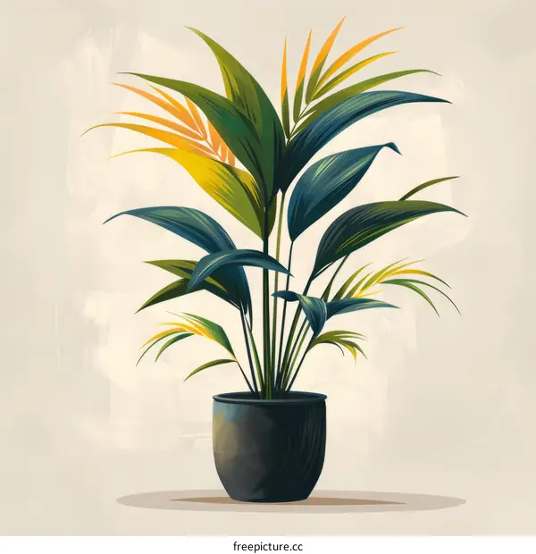 Vibrant and Colorful Potted Plant Illustration