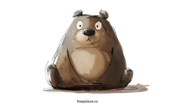 [Transparent Background PNG]Cute Brown Bear Sitting Illustration