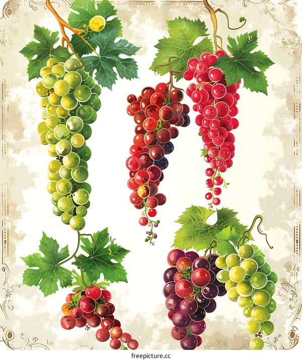 Vintage Illustration of Grapes