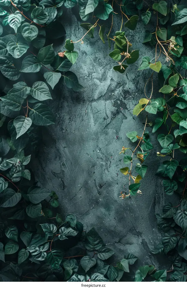 Green leaves on a dark background