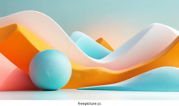 Abstract Colorful 3D Geometric Shapes Landscape