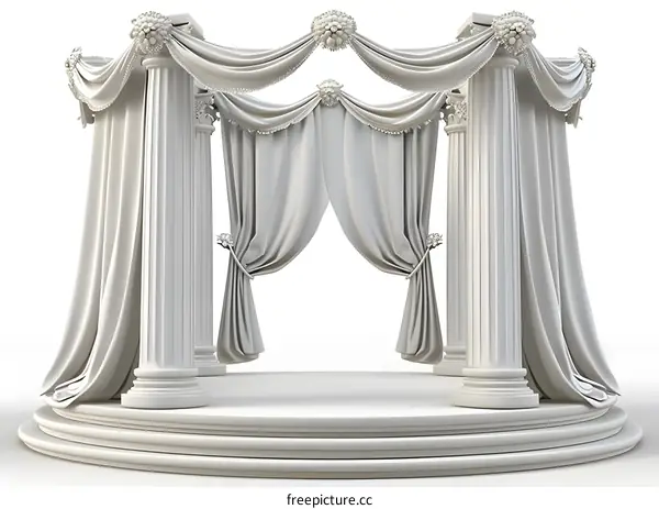White Columns and Drapes Wedding Arch