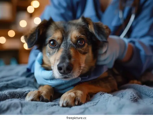 Veterinarian Examining a Dog