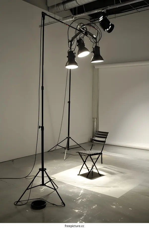 Studio Setup with Lights and Chair