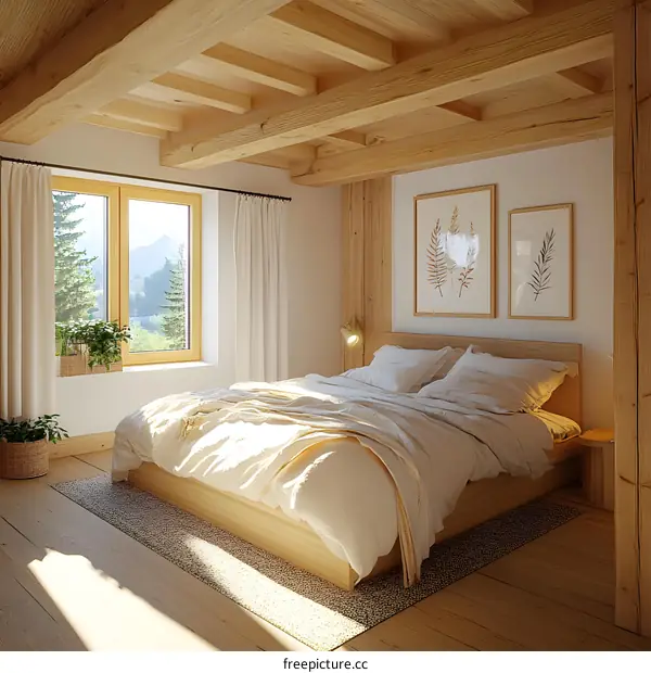 Wooden Beam Ceiling Bedroom Interior Design