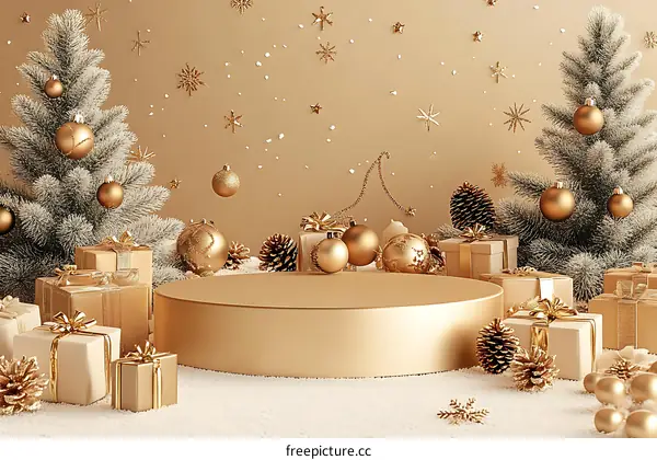 Christmas Holiday Golden Gift Display