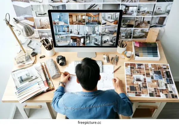 Interior Designer Working on a Project