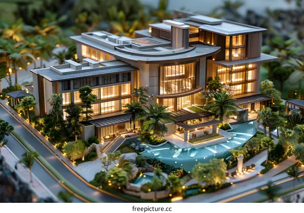 A birds eye view of a luxury residential area