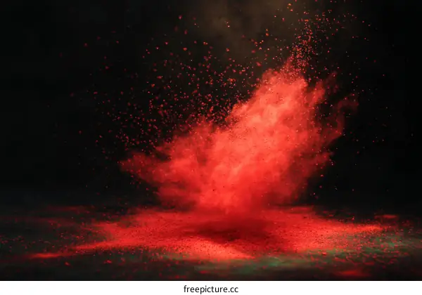 Red Powder Explosion on a Dark Background