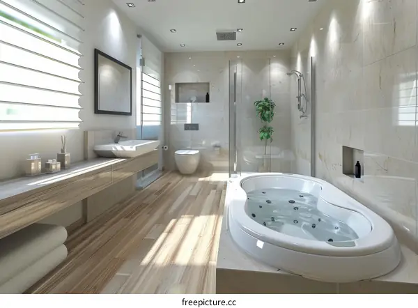 Modern Stylish Bathroom with Jacuzzi Tub