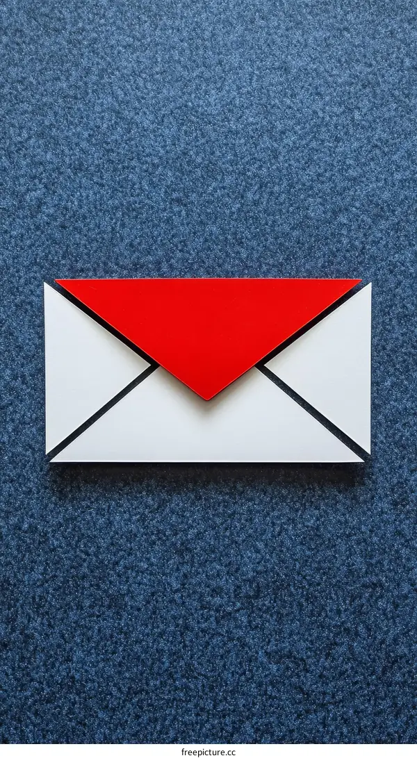 Simple Red Envelope Illustration on Blue Background