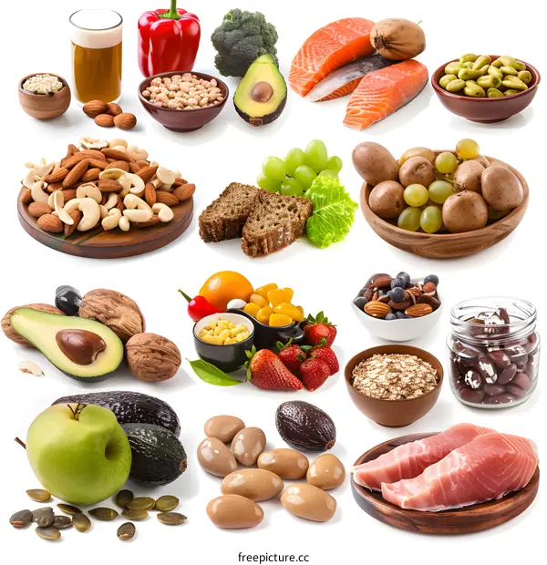 Healthy Food Collection on White Background