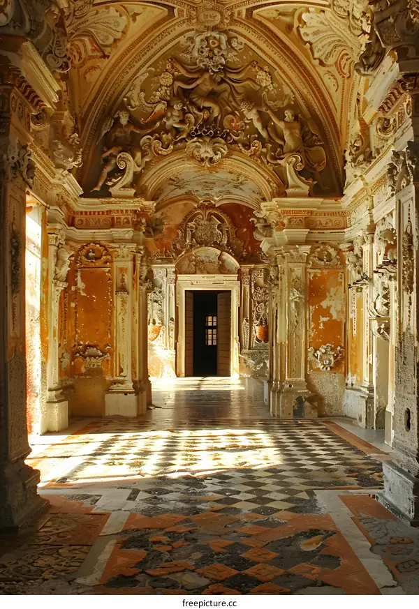 Foyer of the Palazzo Biscari, Catania, Sicily, Italy