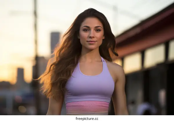 Portrait of a young woman in a sports bra