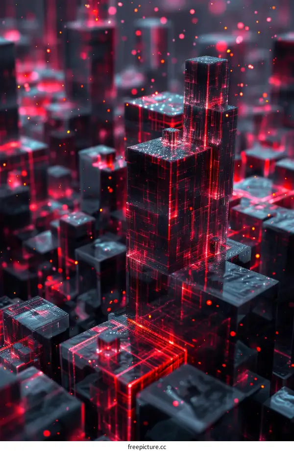 Glowing Red and Black Shapes