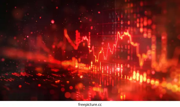 Red glowing stock market graph showing economic crisis