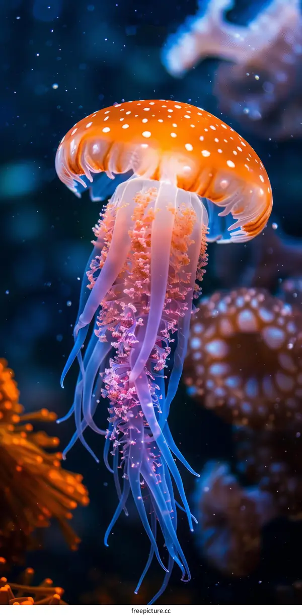 Orange Jellyfish in Water