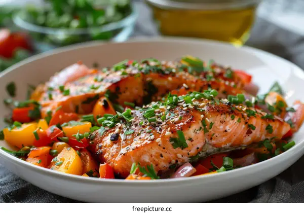 Grilled Salmon with Vegetable Assortment