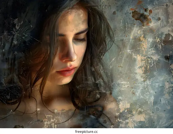 portrait of a beautiful girl with long brown hair