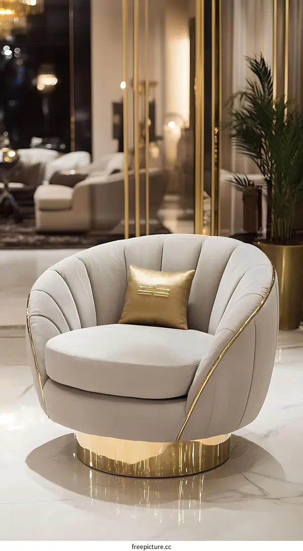Elegant Luxury Modern Armchair with Gold Accents