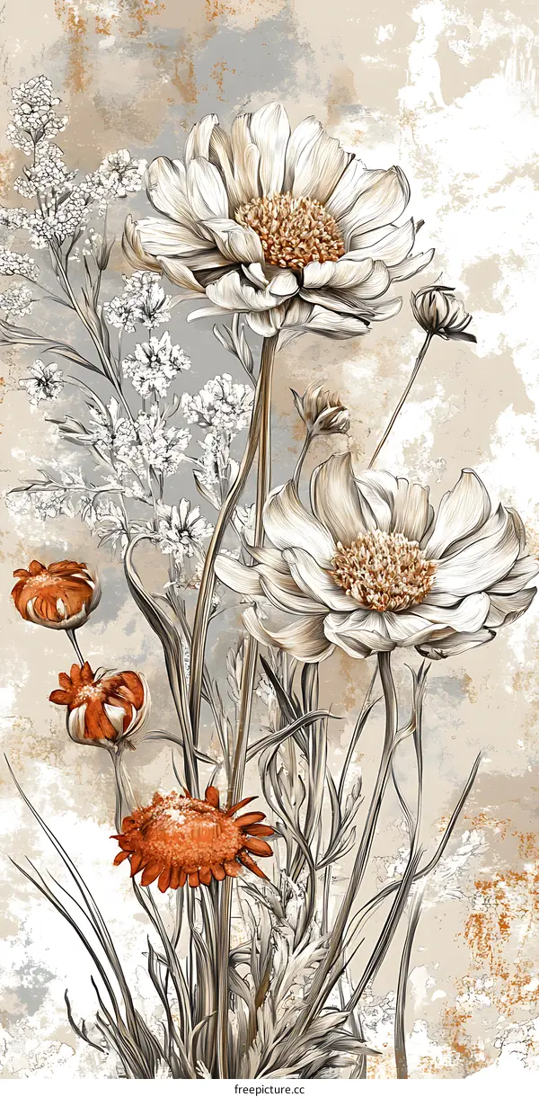 Artistic Watercolor Painting of Floral Bouquet